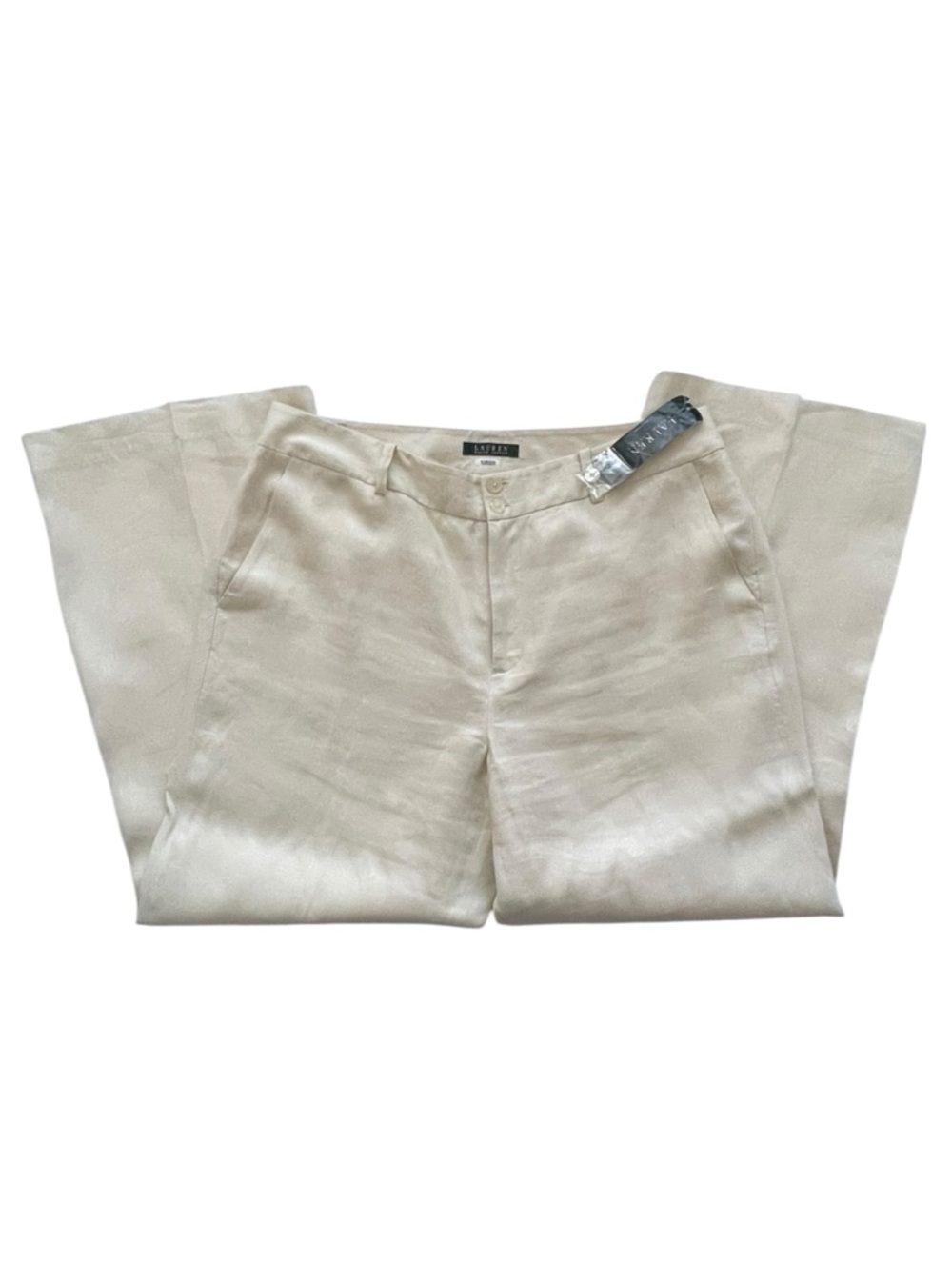 Lauren Ralph Lauren Cream wide leg, fully lined linen dress pants Sz: 16 NWT - Picture 2 of 8